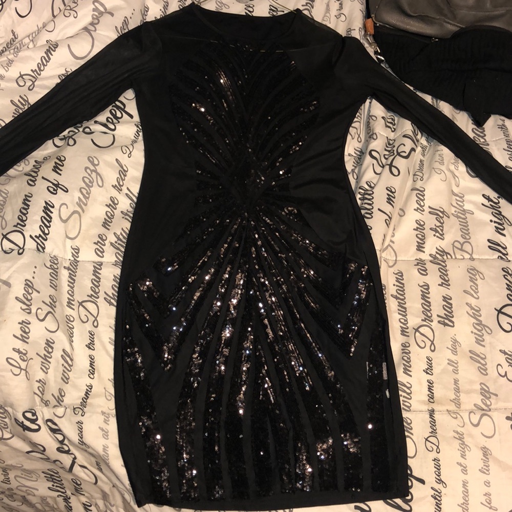 Black sequin party dress